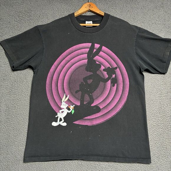 VTG 90s Bugs Bunny Shadow Shirt Mens XL Looney Tunes Made In USA Distressed Fade - Picture 9 of 14